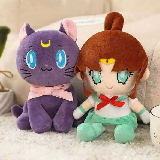 Kawaii Sailor Moon Plush Toy, Moon Cat Moon Hare Cute Girl Heart Filled Anime Doll Bedroom Decoration 25CM