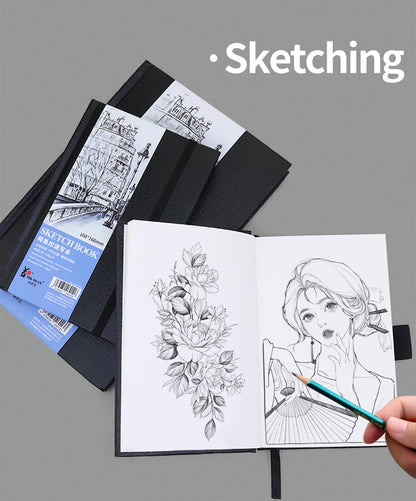 A4/A5/A6 Sketchbook – 80 Sheets, 130gsm Paper for Drawing, Sketching & Planning | Artist Notebook