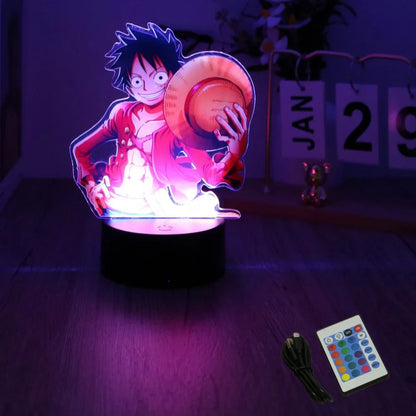 One Piece Anime Figures 3D Lamp PVC Action Collection Model Toys LED Night Light