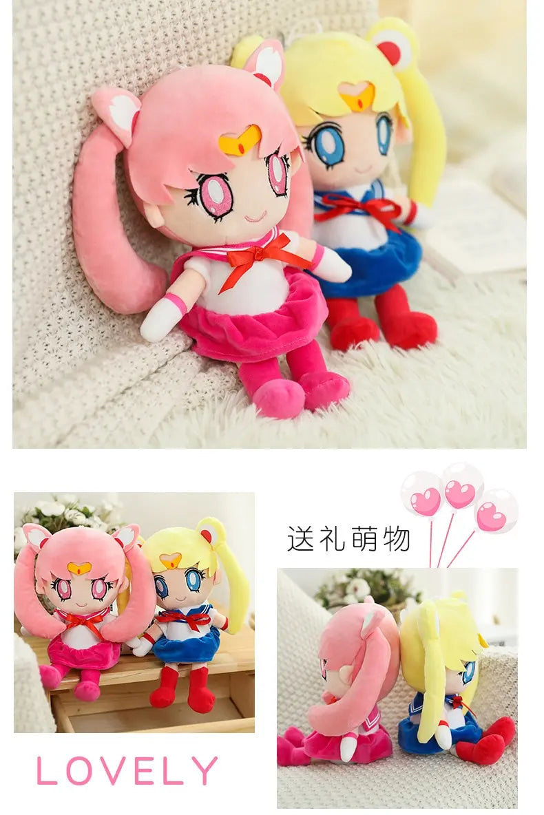 Kawaii Sailor Moon Plush Toy, Moon Cat Moon Hare Cute Girl Heart Filled Anime Doll Bedroom Decoration 25CM