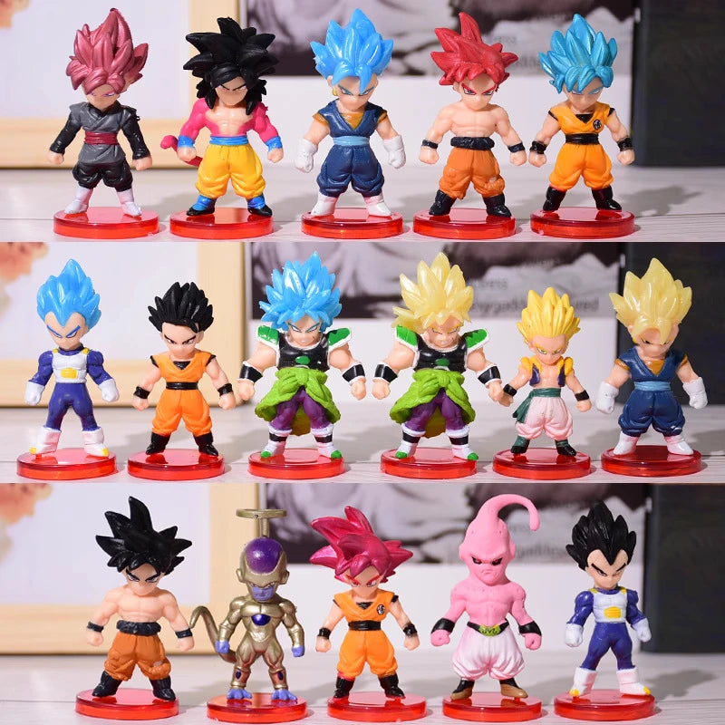 16 Pcs Set Dragon Ball Super Son Goku Gohan Vegeta Broly Piccolo Majin Buu Action Anime Figurine Mini Figures