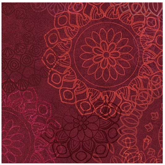 Maroon and Red Operetta Lace Flowers Cotton 108" Wideback Fabric per yard