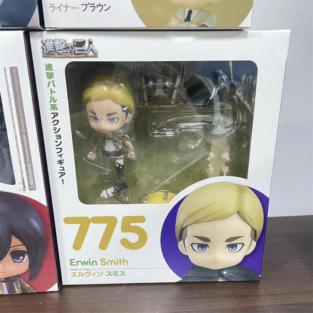 Attack on Titans Chibi Cute Kawaii Anime Figures, Mikasa, Eren, Levi Ackerman, Erwin Smith, Hange Zoe, Reiner Braun Action Figurines PVC Toys Model 10 cm