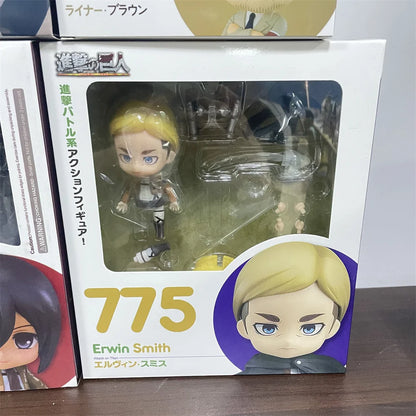 Attack on Titans Chibi Cute Kawaii Anime Figures, Mikasa, Eren, Levi Ackerman, Erwin Smith, Hange Zoe, Reiner Braun Action Figurines PVC Toys Model 10 cm