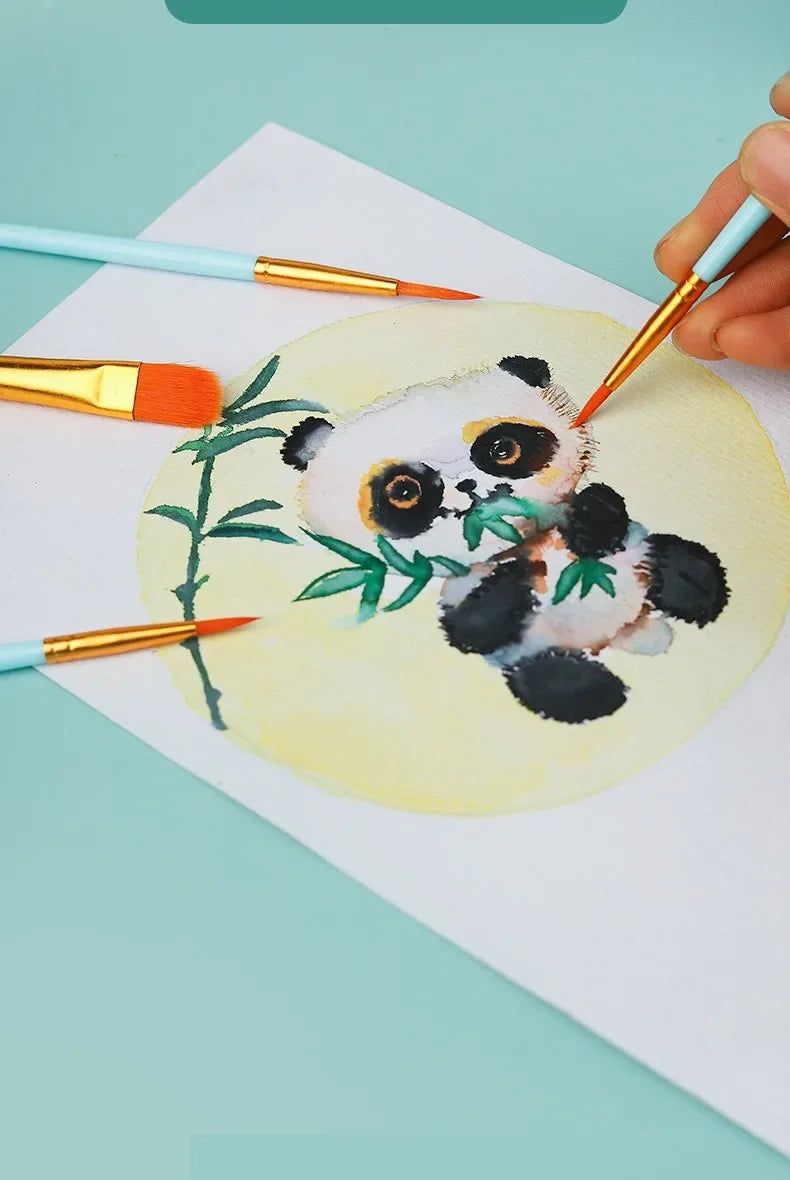 10-Piece Watercolor Brush Set – Multi-Functional Nylon Hair Brushes for Gouache, Oil & Acrylic Painting