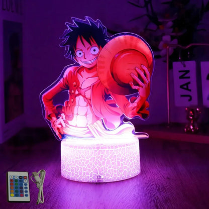 One Piece Anime Figures 3D Lamp PVC Action Collection Model Toys LED Night Light