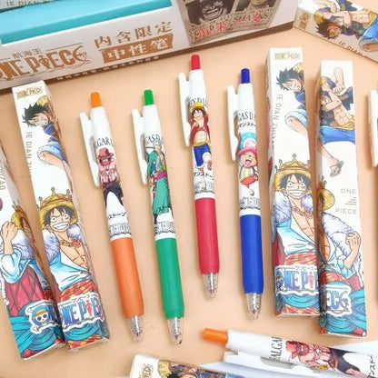 Random 1 PC Press Gel Pen, One Piece Anime Pen Creative Stationery School Student 0.5mm Black Signature