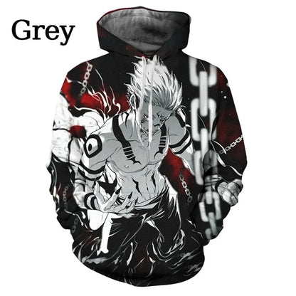 Jujutsu Kaisen Anime Pattern Men's Hoodie, Sweatshirt Men's Hoodie Fashion Pullover New Men's Clothing