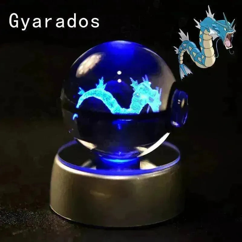 3D Pokemon Crystal Ball 5CM Mewtwo Pikachu Gengar Crystal Glass Pokemon Ball Pokeball Figure Night Light LED Lamp Base Gift - 29 Jigglypuff / 5CM - Otarealm