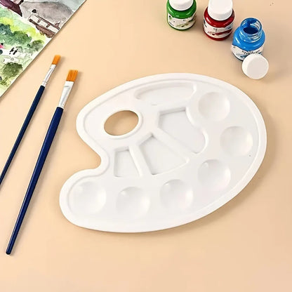 2/6/8/10 Pack Plastic Art Painting Palettes, Oval Shaped Multi-Well Mixing Palette for Watercolor, Acrylic, and Oil Paints