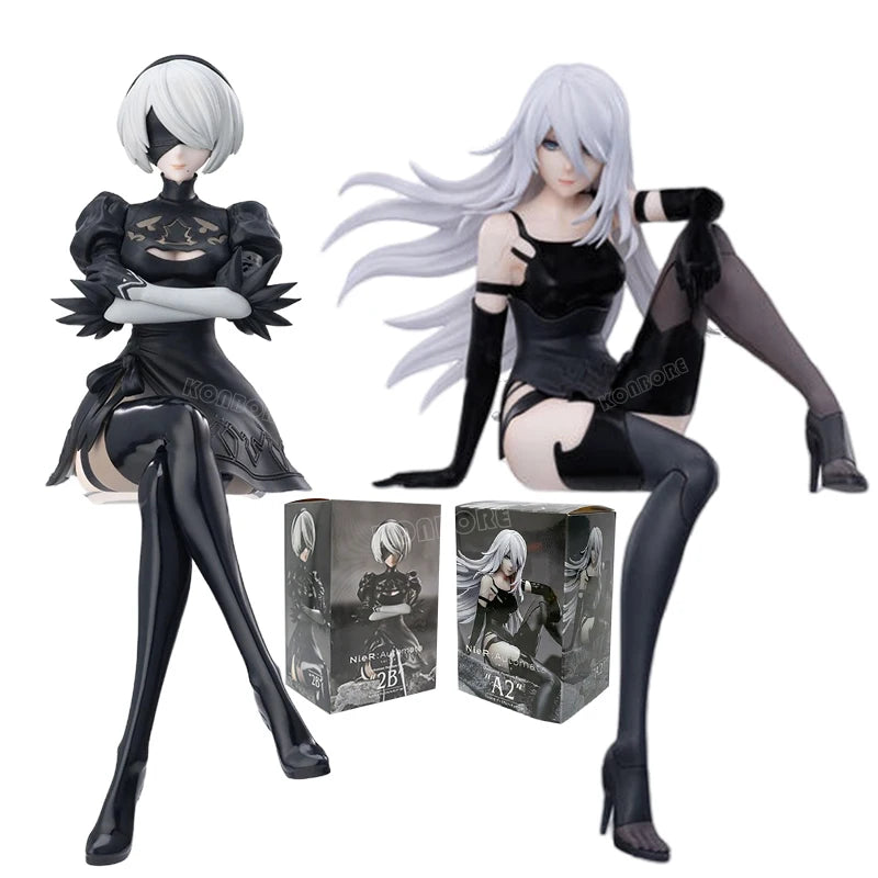 NieR:Automata Action Figures - YoRHa No.2 Type B (2B), 9S, and A2 - 15 CM Collectible Figurines