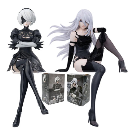 NieR:Automata Action Figures - YoRHa No.2 Type B (2B), 9S, and A2 - 15 CM Collectible Figurines