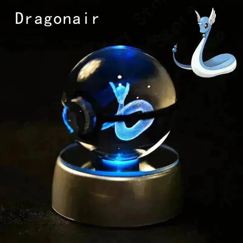 3D Pokemon Crystal Ball 5CM Mewtwo Pikachu Gengar Crystal Glass Pokemon Ball Pokeball Figure Night Light LED Lamp Base Gift - 29 Jigglypuff / 5CM - Otarealm
