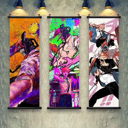 Chainsaw Man Anime Canvas Scrolls Collection, Wall Art Hanging Print Poster Home Decor
