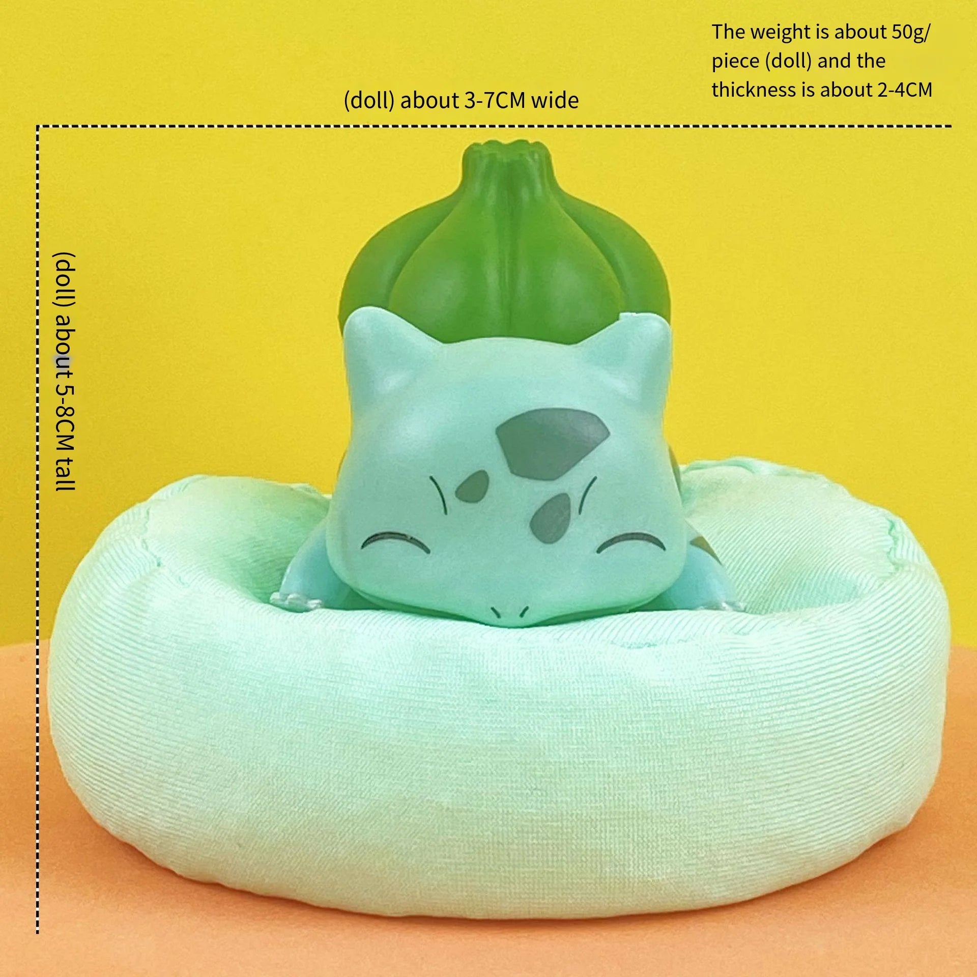 Mini Pokemon Anime Figurines, Sleeping Bean Bag Pikachu Bulbasaur Snorlax Evee Jirachi Komala 6pc Figure Set