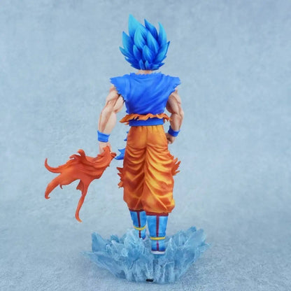 Dragon Ball Super Son Goku Figure Super Saiyan God Blue Led Base Figurines 33 CM
