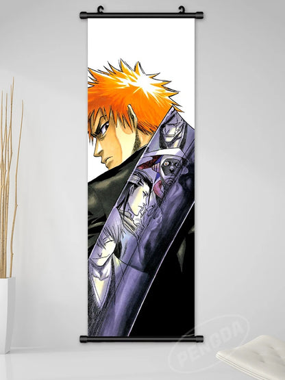 Bleach Canvas Scroll Posters, Wall Art Anime Artwork Painting Anime Hanging Poster