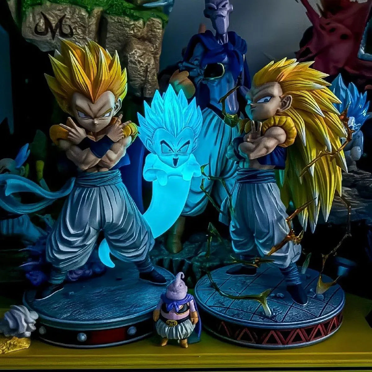 Super Saiyan Gotenks Anime Figurines, Dragon Ball Z Figures Ghost Squad Statue Figures Collection 24 CM