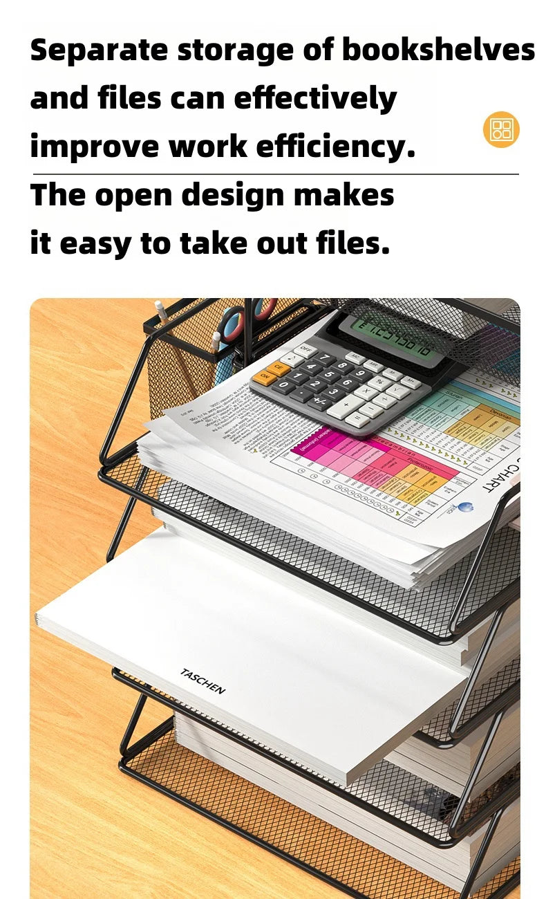A4 Desk Organizer – Metal Wire Mesh Document Tray for Files, Letters, Books & Brochures