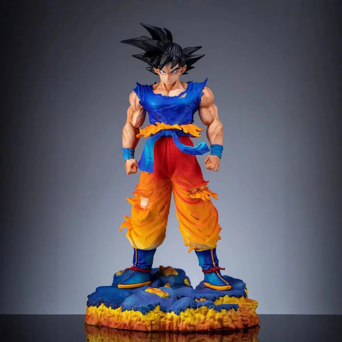 Super Saiyan SSJ Goku Anime Figure, Dragon Ball Z Switchable Heads Variants Figurines 35 CM