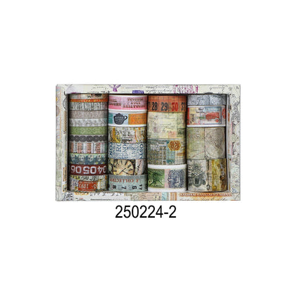 Retro Washi Tape Set – 18 to 24 Rolls per Box for DIY Crafts, Journals & Gift Wrapping