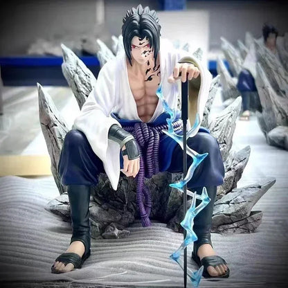 Uchiha Sasuke Mantra Seal Action Figure Sitting Pose, Naruto Shippuden Anime Figurines 18 CM