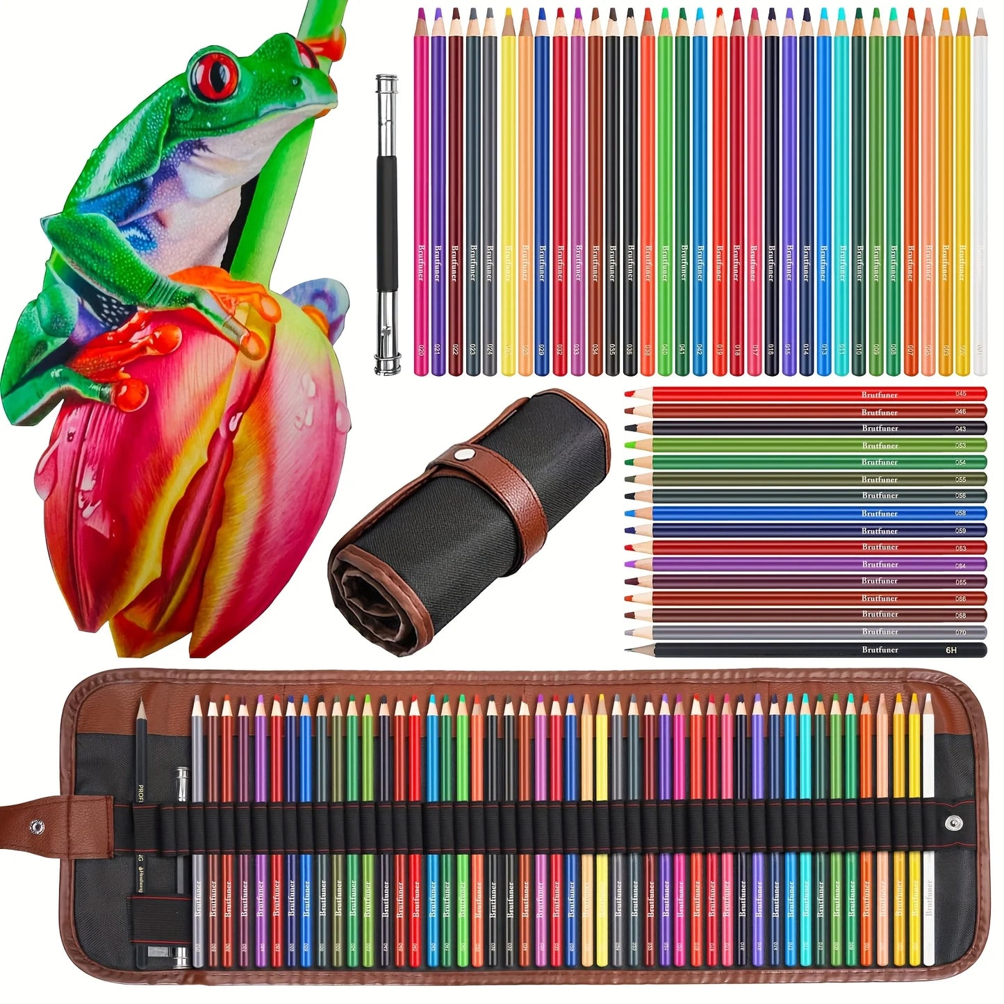 Colored Pencil Set – 36/38/50/72 Premium Artist Pencils with Handmade Canvas Wrap & Accessories