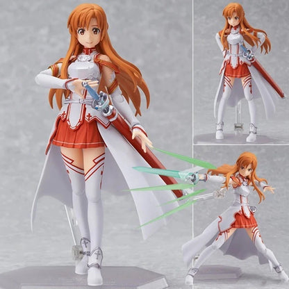 Yuuki Asuna Action Figure, Anime Figurines Sword Art Online, Toy Face Swap and Movable Joints 15 CM