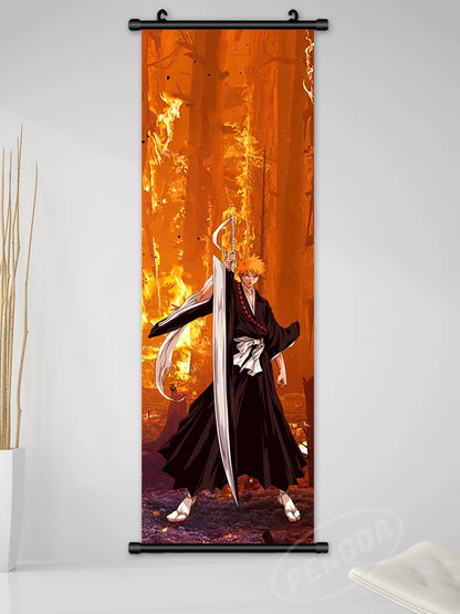Bleach Canvas Scroll Posters, Wall Art Anime Artwork Painting Anime Hanging Poster