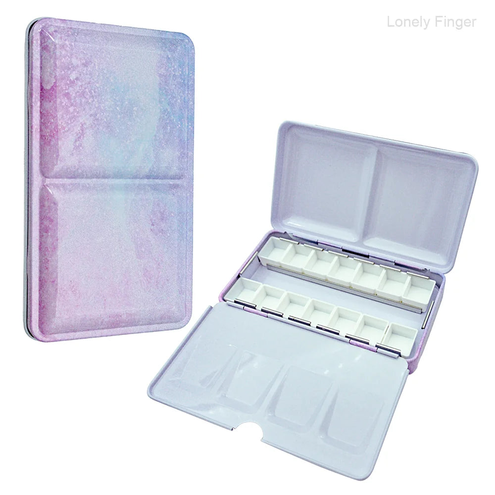 Empty Watercolor Palette with 14 Half Pans Metal Empty Watercolor Tin Palette Paint Case for DIY Travel