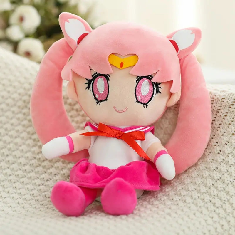 Kawaii Sailor Moon Plush Toy, Moon Cat Moon Hare Cute Girl Heart Filled Anime Doll Bedroom Decoration 25CM
