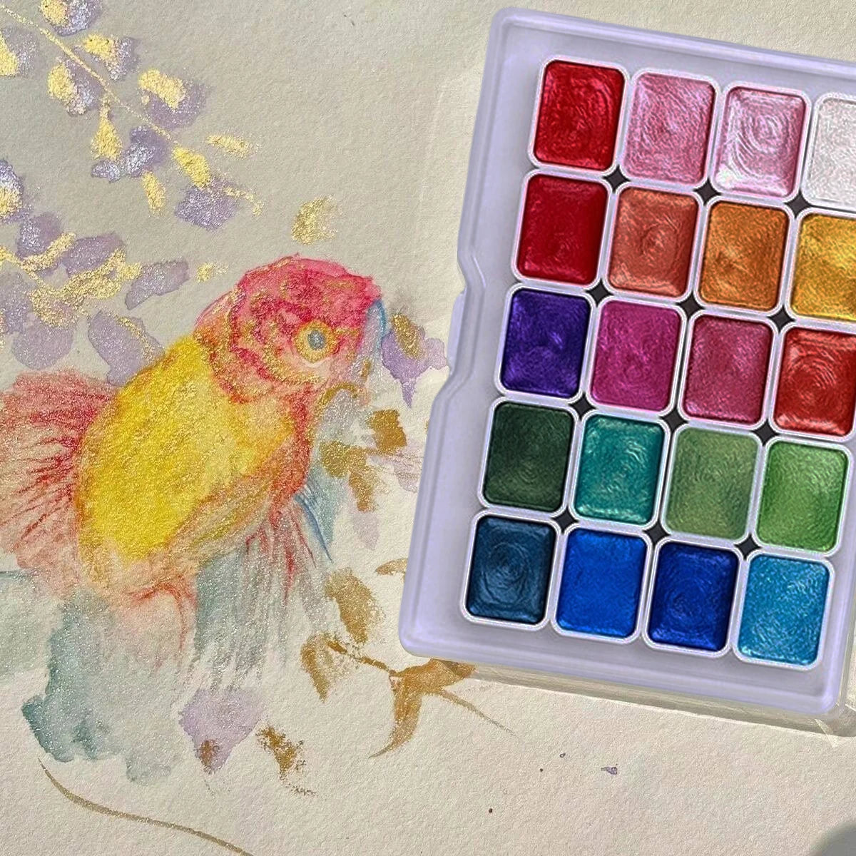 20/36/98 Color Pearlescent Watercolor Paint Intense Sparkle Metallic Watercolor Paint Set Glitter