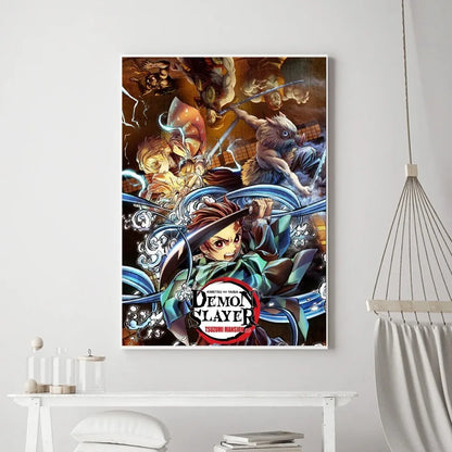 Demon Slayer Classic Anime Wall Art Poster Prints, Painting Bedroom Living Room Wall Bar Restaurant Decor