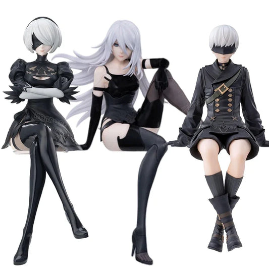 NieR:Automata Action Figures - YoRHa No.2 Type B (2B), 9S, and A2 - 15 CM Collectible Figurines