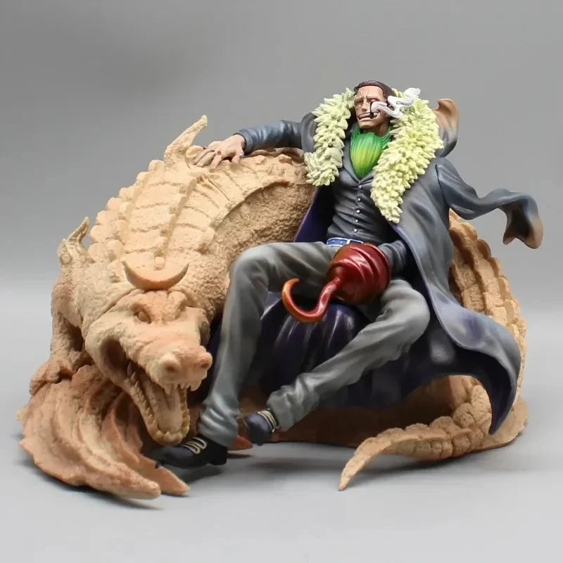 Crocodile Shichibukai Anime Figure, One Piece Sand Crocodile Sitting Action Figurines 18 CM