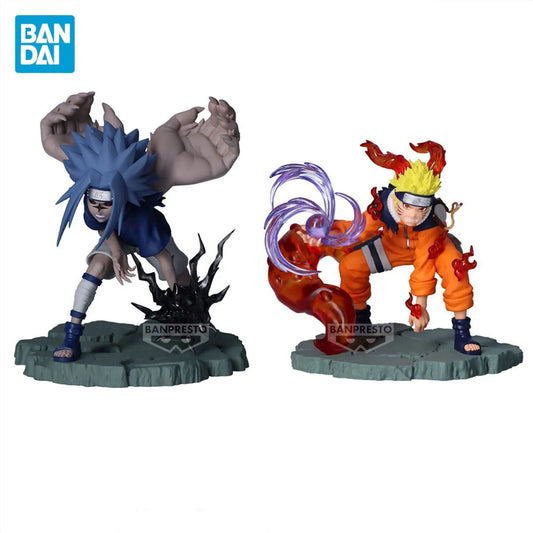 Original BANPRESTO Uchiha Sasuke vs Uzumaki Naruto Anime Figures, Naruto Shippuden Action Figurines 9 CM