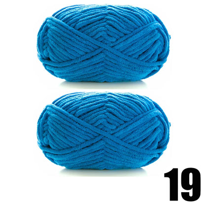 Thick Velvet Chenille Yarn – 2pcs x 50g Soft Knitting Yarn for DIY Scarves, Hats & Crafts