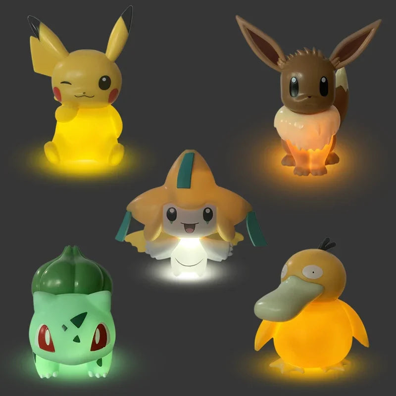 Pokemon Night Light Anime Dolls, Pikachu Eevee Jirachi Bulbasaur Psyduck Bedroom Bedside LED Lights Room Decor Kids Toys