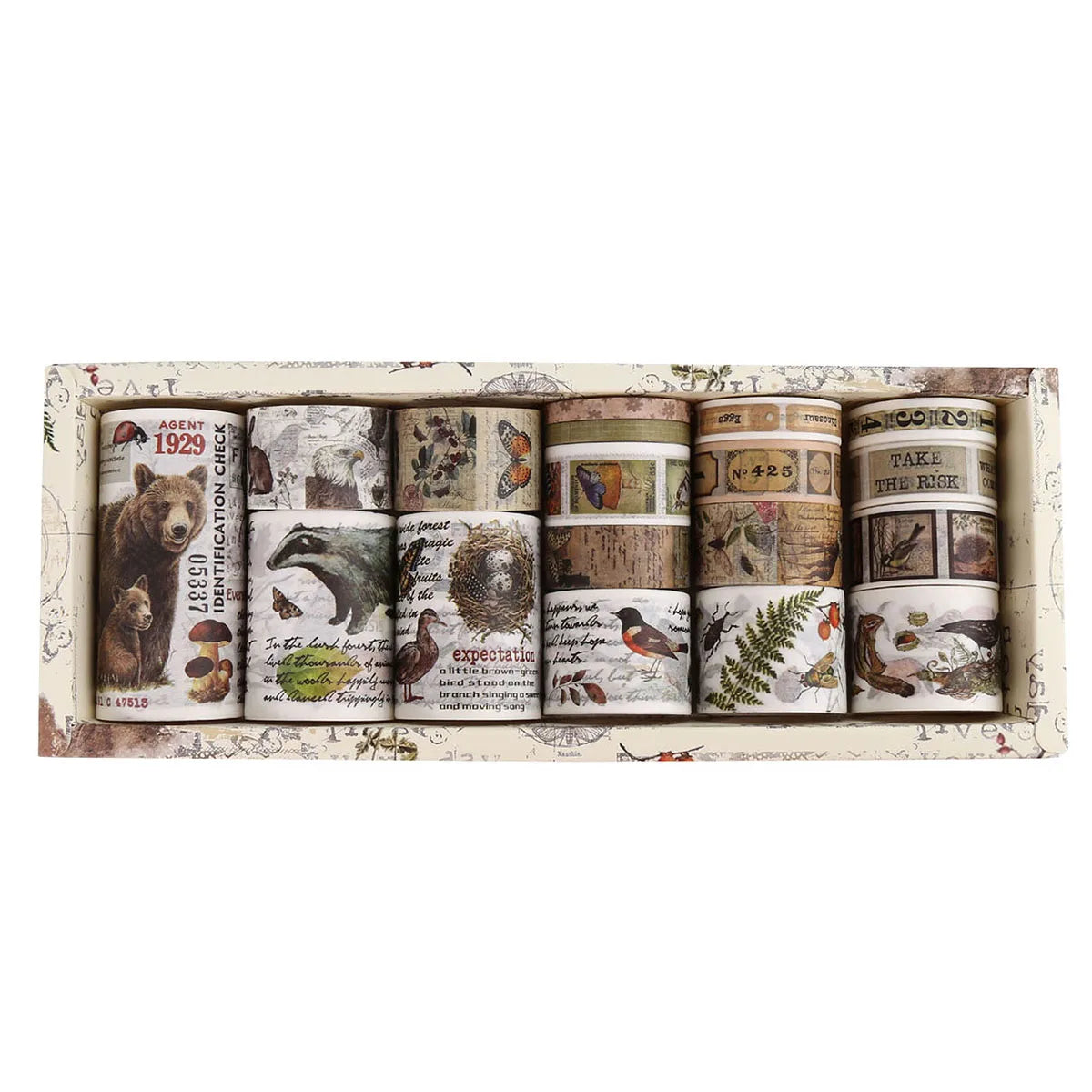 Retro Washi Tape Set – 18 to 24 Rolls per Box for DIY Crafts, Journals & Gift Wrapping