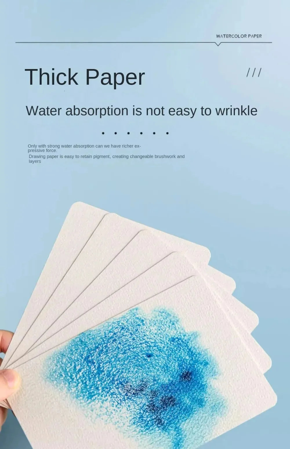 Blank Watercolor Paper Cards 50 PCS Portable Postcard 300g Square Round for Painting School Student Art Supplies