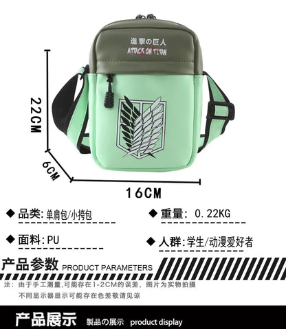 High-Capacity Multifunction Casual Shoulder Bag Apparel: Anime Dragon Ball, Demon Slayer, One Piece, Naruto, Attack on Titan