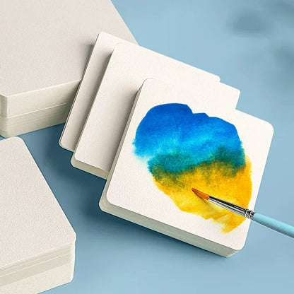 Blank Watercolor Paper Cards 50 PCS Portable Postcard 300g Square Round for Painting School Student Art Supplies