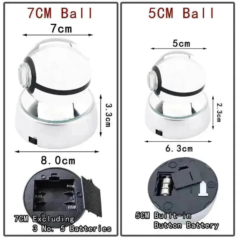 3D Pokemon Crystal Ball 5CM Mewtwo Pikachu Gengar Crystal Glass Pokemon Ball Pokeball Figure Night Light LED Lamp Base Gift - 29 Jigglypuff / 5CM - Otarealm