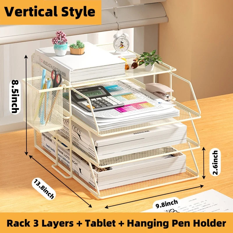 A4 Desk Organizer – Metal Wire Mesh Document Tray for Files, Letters, Books & Brochures