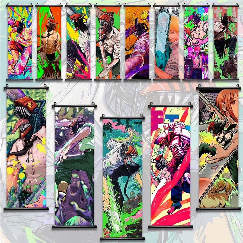 Chainsaw Man Anime Canvas Scrolls Collection, Wall Art Hanging Print Poster Home Decor