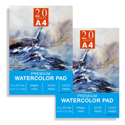A5/A4/A3 Watercolor Paper Pad, 140lb/300gsm, 20 Sheets, Cold-Pressed, Acid-Free, Artist Painting Paper for Watercolor Painting