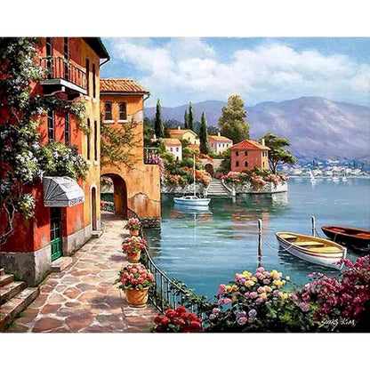 City Landscape Paint by Numbers Kit – DIY Canvas Painting for Adults with Frame & Oil Colors