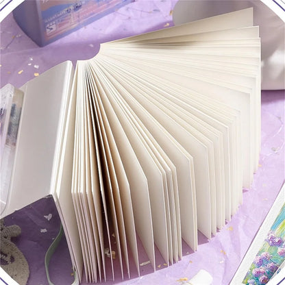 Portable Mini Watercolor Sketchbook with Paint Tray - 50 Sheets, Medium Thick Paper, Ideal for On-the-Go (Paint Not Included)