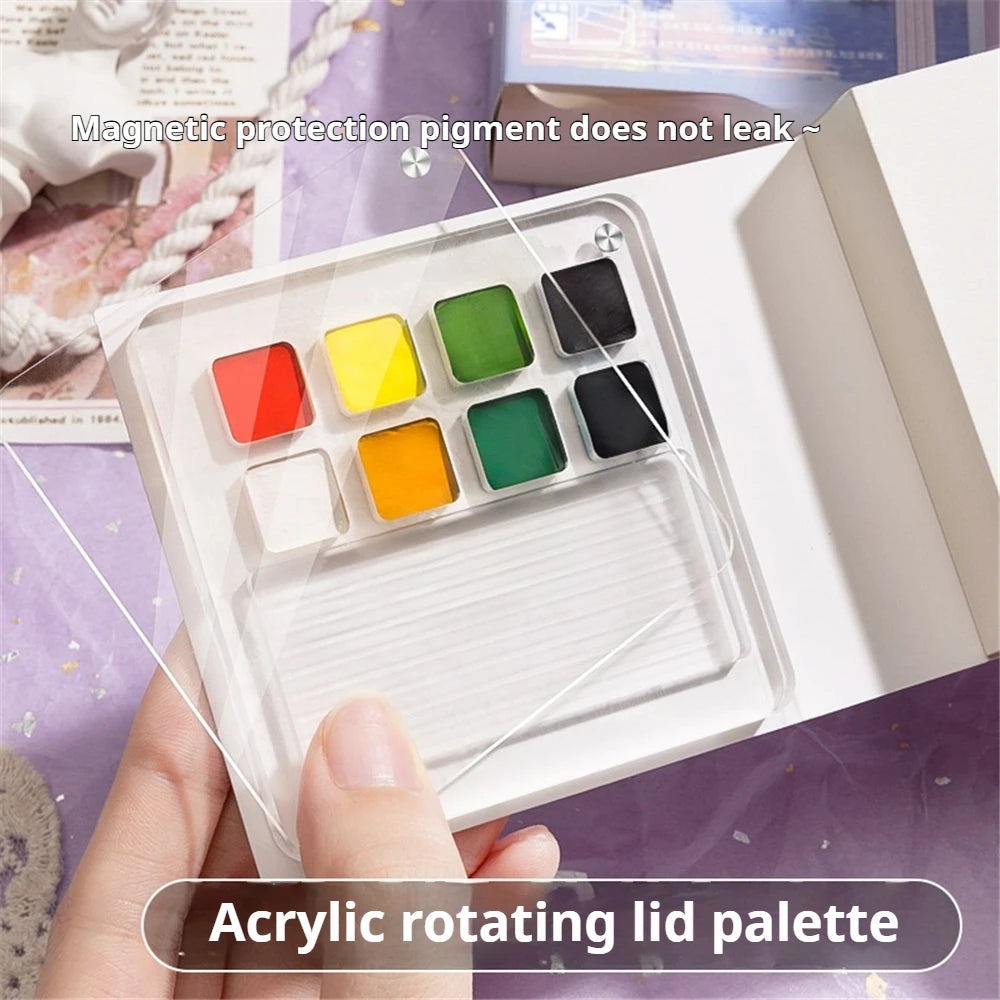 Portable Mini Watercolor Sketchbook with Paint Tray - 50 Sheets, Medium Thick Paper, Ideal for On-the-Go (Paint Not Included)