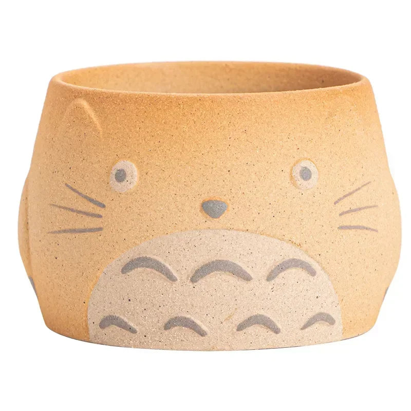 My Neighbor Totoro Ceramic Teapot Teacups Set, Anime Studio Ghibli Cute Cat Rough Pottery Cooking Teapot Tea Table Accessories